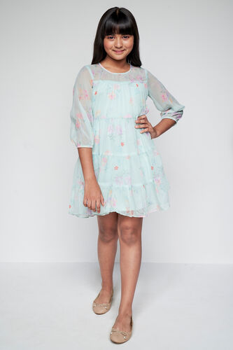 Flower and Petals Flared Dress, Green, image 2